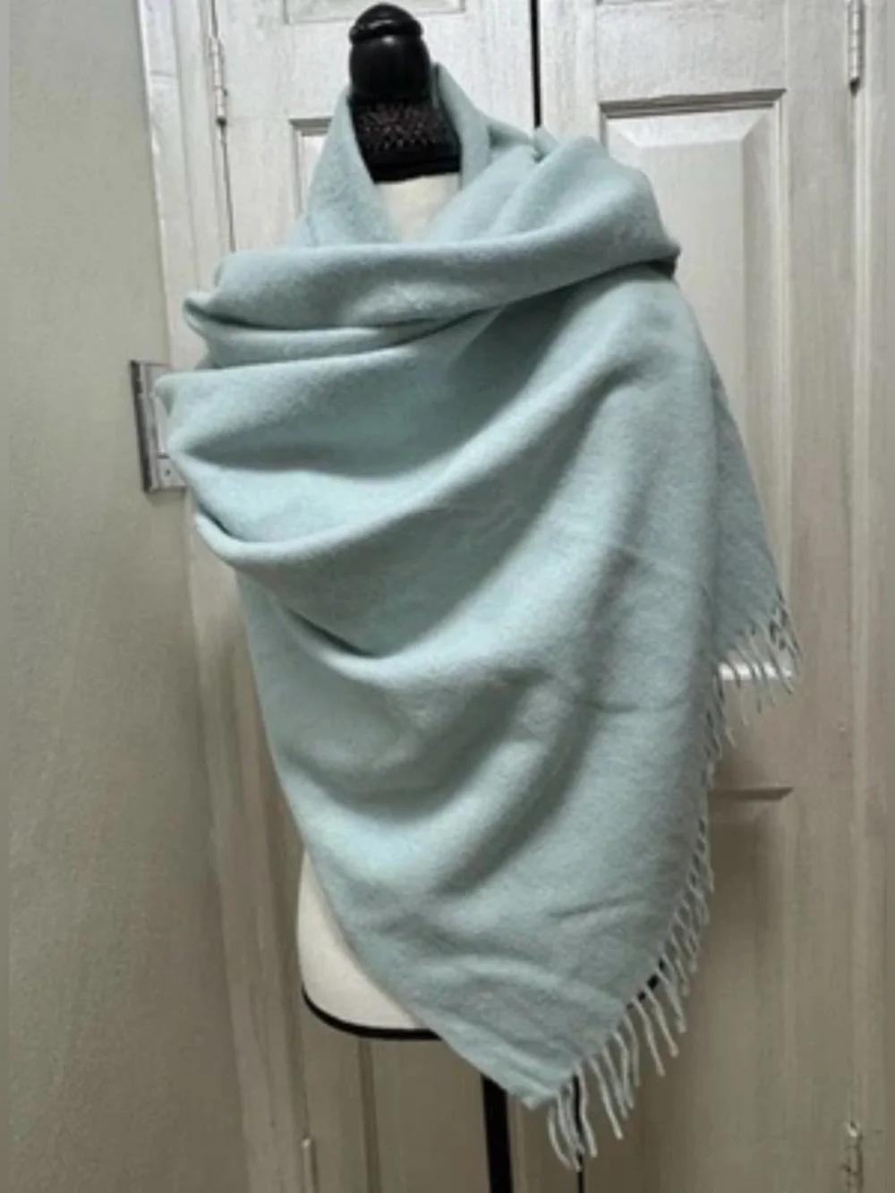 Patmos Throw By Alicia Adam’s Alpaca Blanket Cover Shawl in Aqua Solid Color
